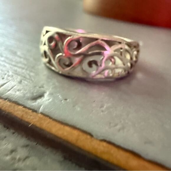 NF 925 Sterling Silver Scroll Ring Size 8.5 - Picture 3 of 13